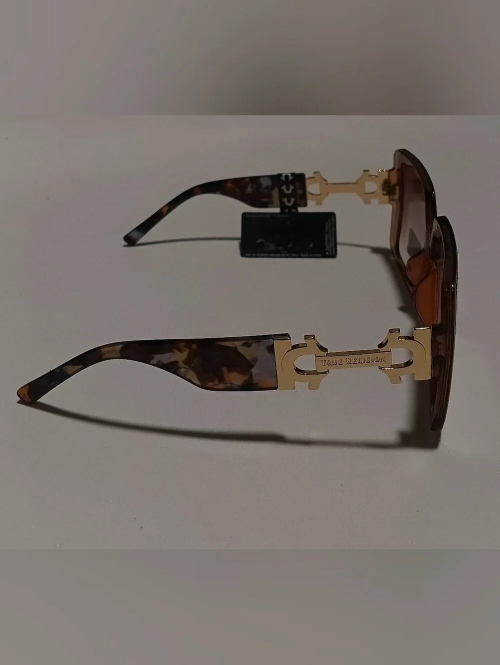 True Religion Oversized Square Sunglasses Amber Brown Frame NWT